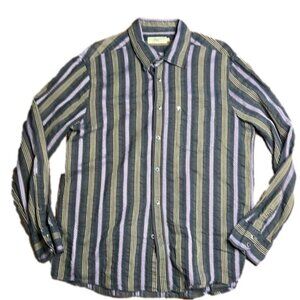 New Man Men's Purple & Black Striped Button Down Casual  Shirt